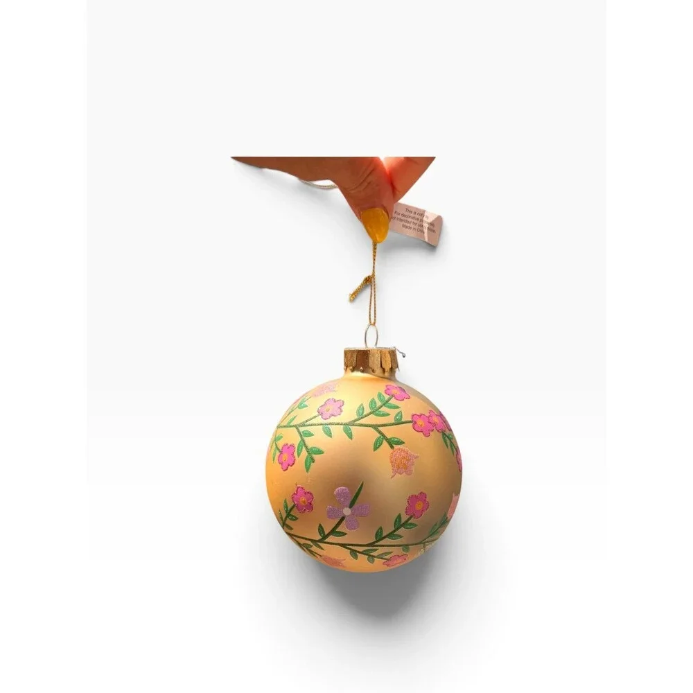 New $35 Bloomingdale’s glass floral enchanted forest Christmas ornament ball